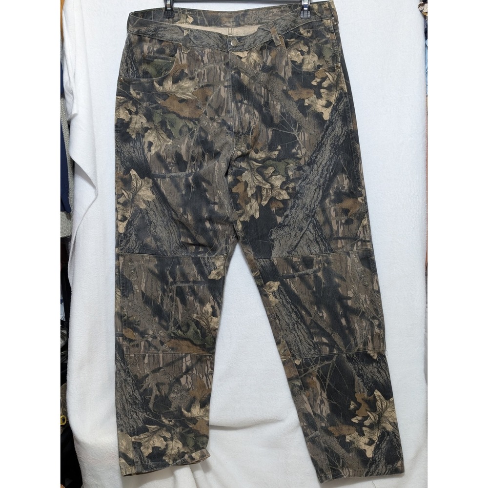 Wrangler Authentics Mens Camo Pants Woodland Tree Leaf Print Straight Leg 40x32